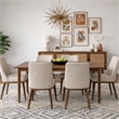 Grayson Mid-Century Modern Polyester Blend Fabric Dining Chair in Beige (Pair)