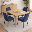 Grayson Mid-Century Modern Polyester Blend Fabric Dining Chair in Blue (Pair)