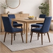 Grayson Mid-Century Modern Polyester Blend Fabric Dining Chair in Blue (Pair)