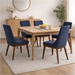 Grayson Mid-Century Modern Polyester Blend Fabric Dining Chair in Blue (Pair)