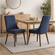 Grayson Mid-Century Modern Polyester Blend Fabric Dining Chair in Blue (Pair)