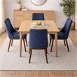 Grayson Mid-Century Modern Polyester Blend Fabric Dining Chair in Blue (Pair)