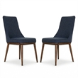 Grayson Mid-Century Modern Polyester Blend Fabric Dining Chair in Blue (Pair)