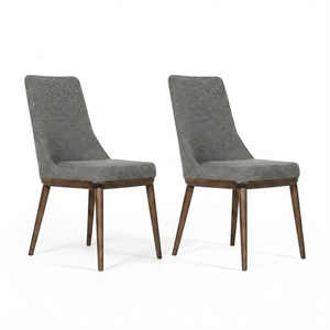 Grayson Mid-Century Modern Polyester Blend Fabric Dining Chair in Gray (Pair)