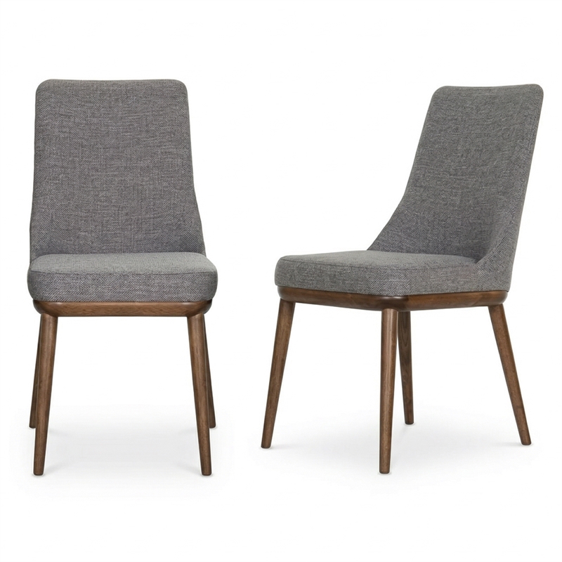 Grayson Mid-Century Modern Polyester Blend Fabric Dining Chair in Gray (Pair)