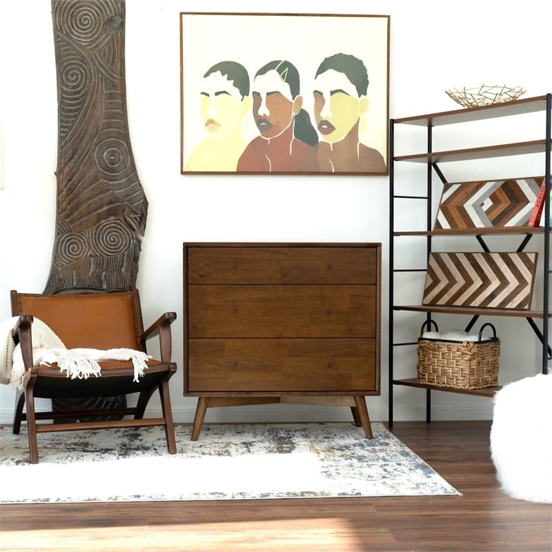 Francesca Bedroom Furniture 3 Drawers Tall Walnut Dressers and Closet Organizer