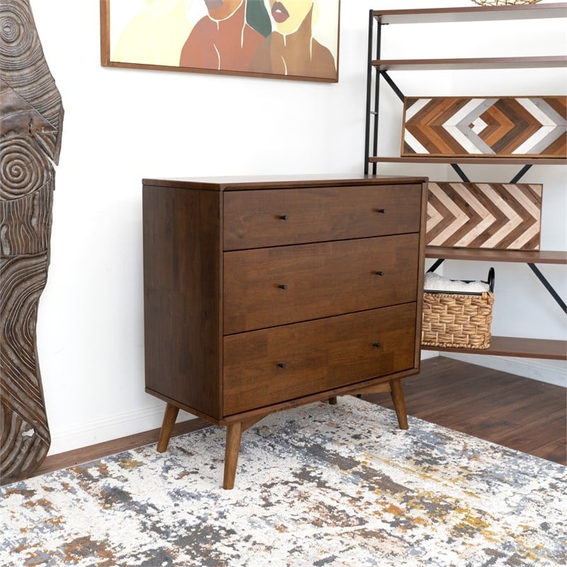 Francesca Bedroom Furniture 3 Drawers Tall Walnut Dressers and Closet Organizer