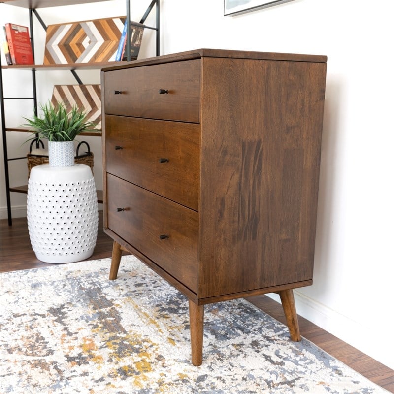 Francesca Bedroom Furniture 3 Drawers Tall Walnut Dressers and Closet Organizer