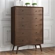 Francesca Modern Bedroom 5 drawers Tall Dressers in Solid Wood Walnut Brown