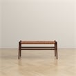 Sam Mid-Century Modern Genuine Leather Upholstered Bench in Tan