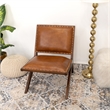 Malon Mid Century Modern Tight Back Genuine Leather Lounge Chair in Tan