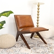 Malon Mid Century Modern Tight Back Genuine Leather Lounge Chair in Tan