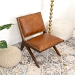 Malon Mid Century Modern Tight Back Genuine Leather Lounge Chair in Tan