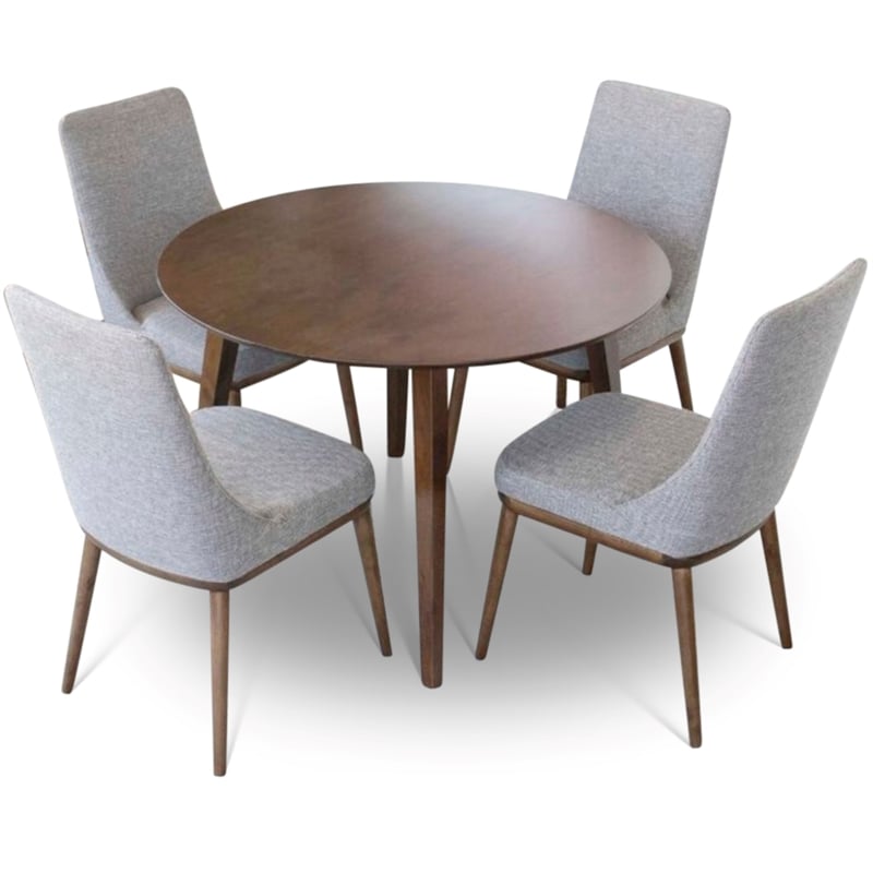 Ingrid Modern Solid Wood Walnut Dining Room & Kitchen Table and Chairs for 4