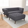 Allen Mid-Century Modern Ottoman Fabric in Dark Gray