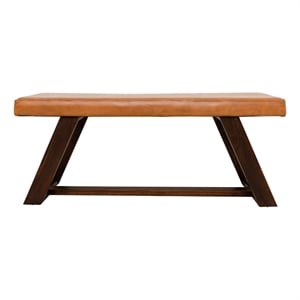 Poller Mid Century Modern Cognac Tan Leather Bench