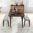 Abel Modern Solid Wood Walnut Kitchen & Dining Room 3 Piece Furniture Set