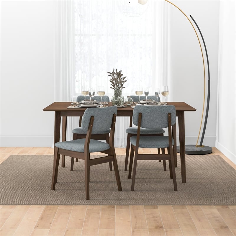 Adam Modern Solid Wood Walnut Dining Room & Kitchen Table and Chair Set of 4