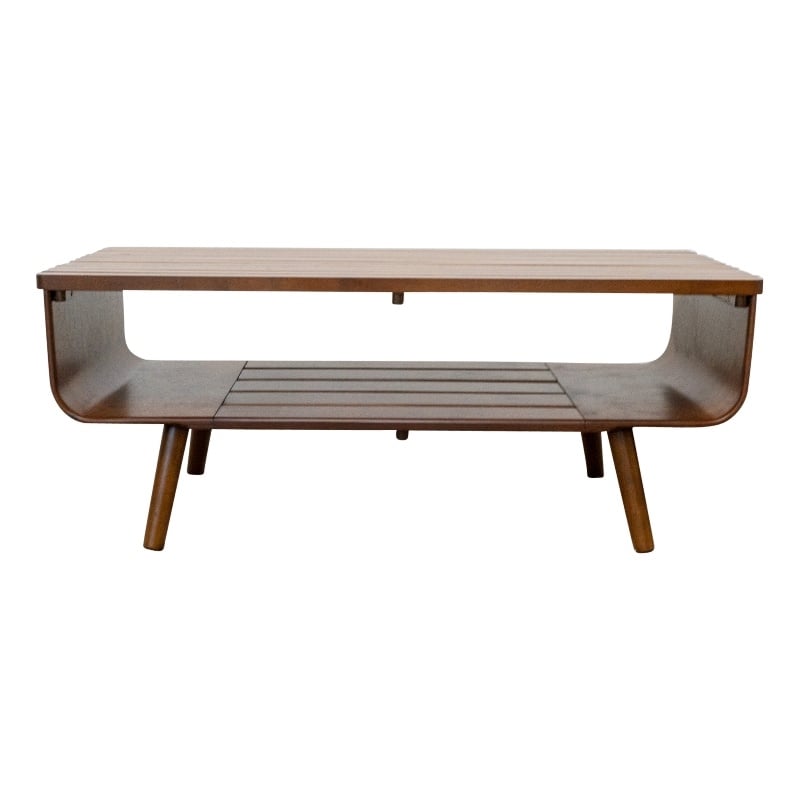 Connor Mid-Century Modern Rectangular Solid Wood Coffee Table in Brown