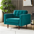 Harriet Mid-Century Modern Pillow Back Velvet Upholstered Armchair in Teal