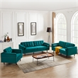 Harriet Mid-Century Modern Pillow Back Velvet Upholstered Armchair in Teal