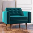 Harriet Mid-Century Modern Pillow Back Velvet Armchair in Turquoise