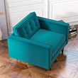 Harriet Mid-Century Modern Pillow Back Velvet Armchair in Turquoise