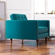 Harriet Mid-Century Modern Pillow Back Velvet Armchair in Turquoise