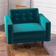 Harriet Mid-Century Modern Pillow Back Velvet Armchair in Turquoise