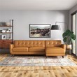 Eldorado Modern Living Room Top Leather Corner Sectional Couch in Cognac Tan