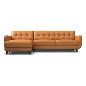 Eldorado Modern Living Room Top Leather Corner Sectional Couch in Cognac Tan