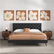 Alice Mid Century Modern Gray Velvet Upholstered King Platform Bed
