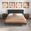 Alice Mid Century Modern Gray Velvet Upholstered King Platform Bed