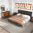 Alice Mid Century Modern Gray Velvet Upholstered King Platform Bed