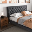 Alice Mid Century Modern Gray Velvet Upholstered King Platform Bed
