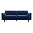Lucca Mid-Century Modern Pillow Back Velvet Loveseat in Blue