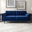 Lucca Mid-Century Modern Pillow Back Velvet Loveseat in Blue