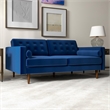 Lucca Mid-Century Modern Pillow Back Velvet Loveseat in Blue