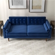 Lucca Mid-Century Modern Pillow Back Velvet Loveseat in Blue