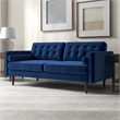 Lucca Mid-Century Modern Pillow Back Velvet Loveseat in Blue