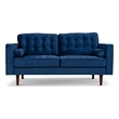 Harriet Mid Century Modern Upholstered Tufted Back Velvet Loveseat in Navy Blue