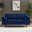 Harriet Mid Century Modern Upholstered Tufted Back Velvet Loveseat in Navy Blue