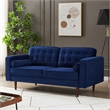 Harriet Mid Century Modern Upholstered Tufted Back Velvet Loveseat in Navy Blue