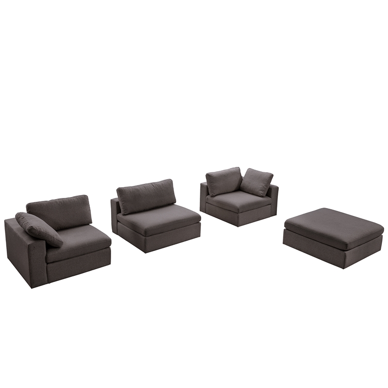 Tesla Mid Century Furniture Style Modular Fabric L-Shaped Comfy Sectional Couch