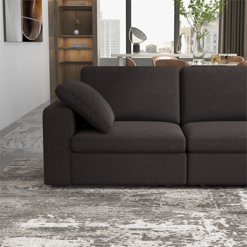 Tesla Mid Century Furniture Style Modular Fabric L-Shaped Comfy Sectional Couch