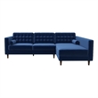 Owen Navy Blue Velvet Modern Living Room Corner Sectional Couch