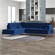 Kole Navy Blue Velvet Modern Living Room Corner Sectional Couch