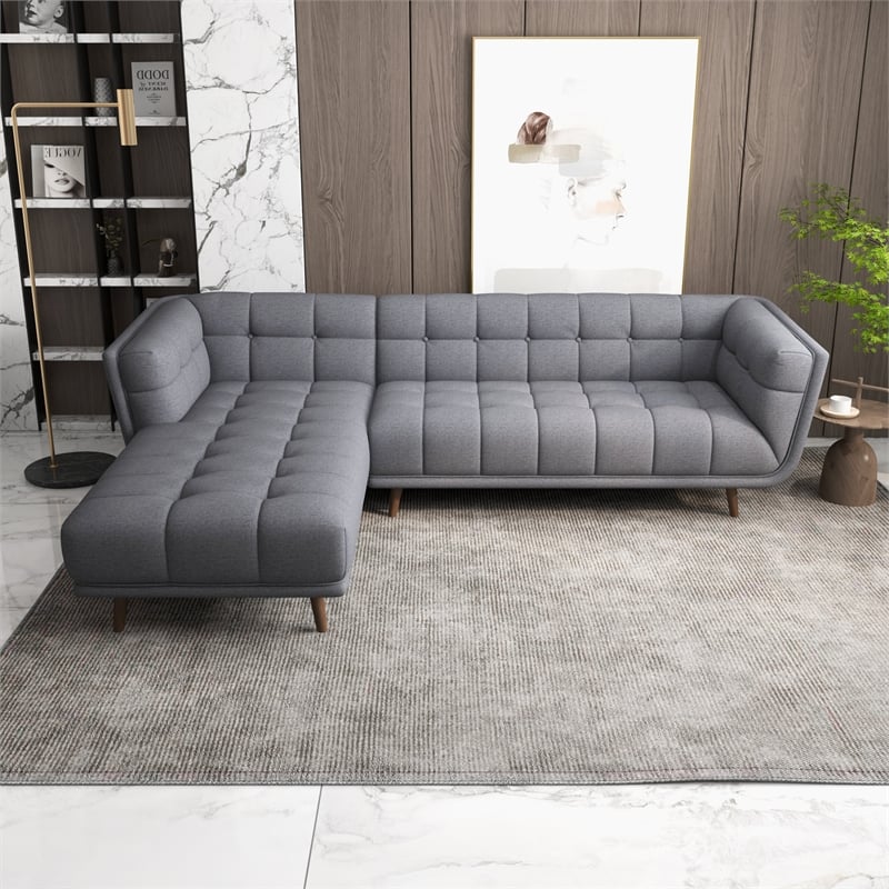 Alosio Grey Fabric Modern Living Room Corner Sectional Sofa