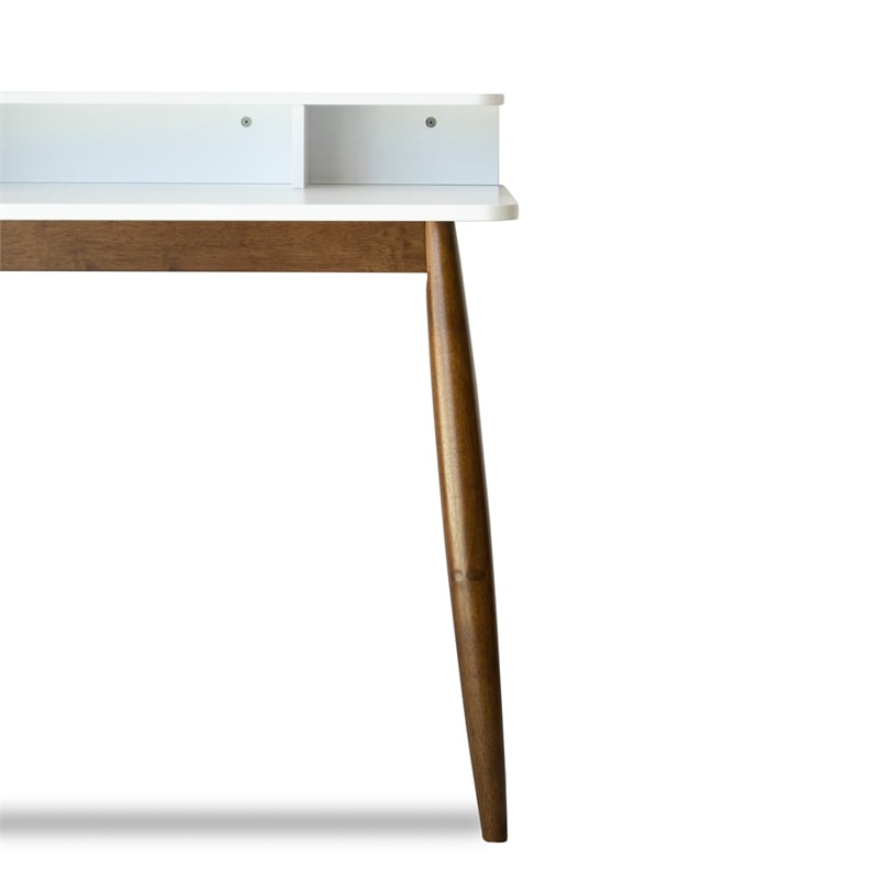 Phoenix Mid-Century Modern Rectangular Solid Wood Desk in White