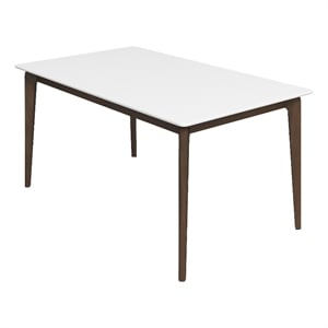 Mel Modern Style Solid Wood Walnut/White Top Rectangular 59&quot Dining Table
